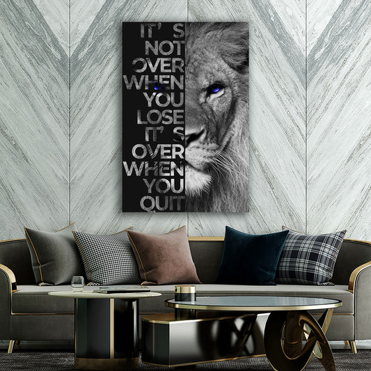 Quadro moderno motivazione leone stile bianco e nero