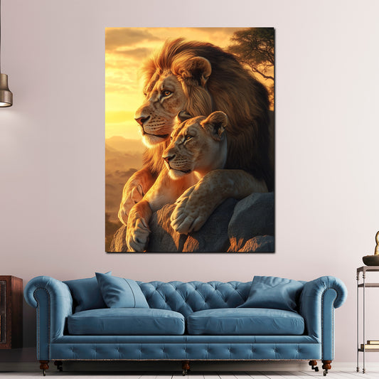 Coppia di leoni ritratto quadro