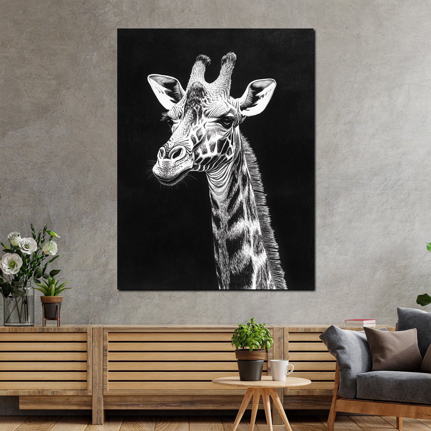 Giraffa bianco nero quadro