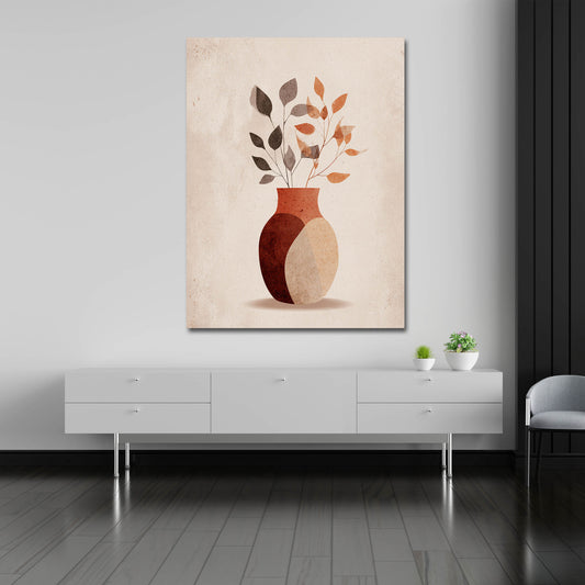 Minimalista Vaso astratto con foglie secche stile boho quadro
