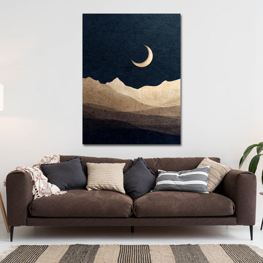 Paesaggio notturno con luna minimalista quadro