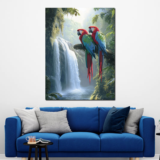 Pappagalli tropicali natura quadro