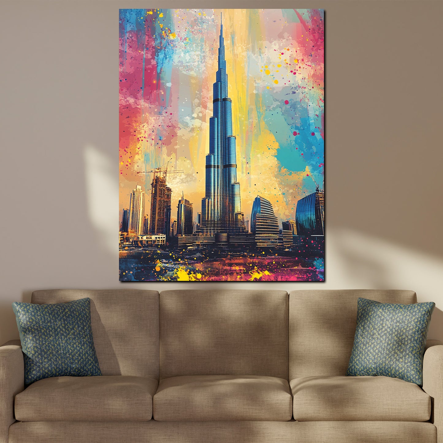 Quadro Dubai Burj Khalifa arte pop colorato