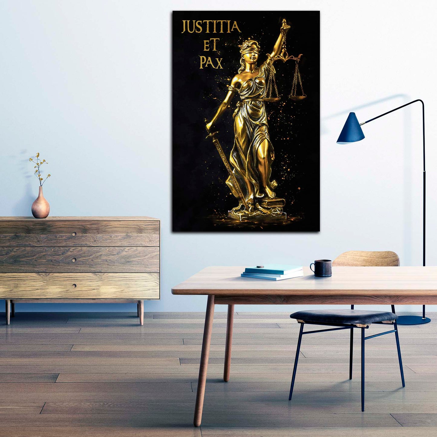 Quadro Justitia statua dorata giustizia eleganza moderno