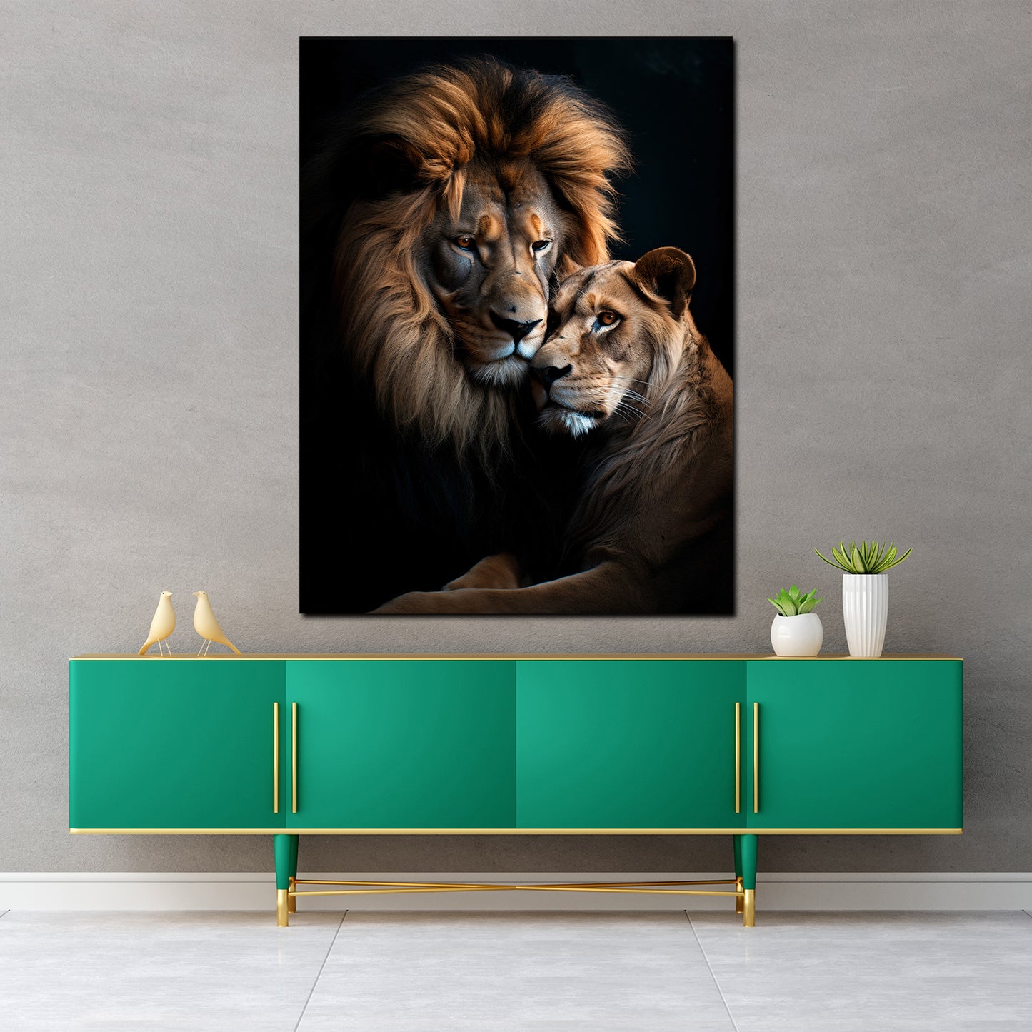 Quadro Leoni Coppia Black Style