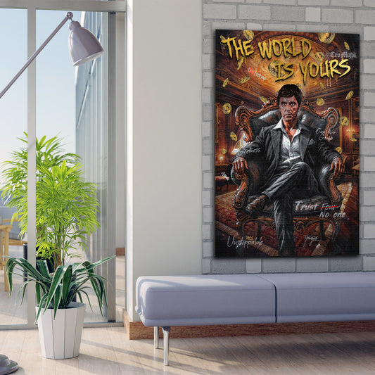 Quadro Pop Art Tony The World Is Yours ricchezza potere successo