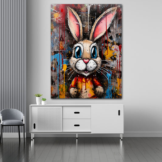 Quadro coniglio stampa su tela Rabbit Abstract Pop Art Style
