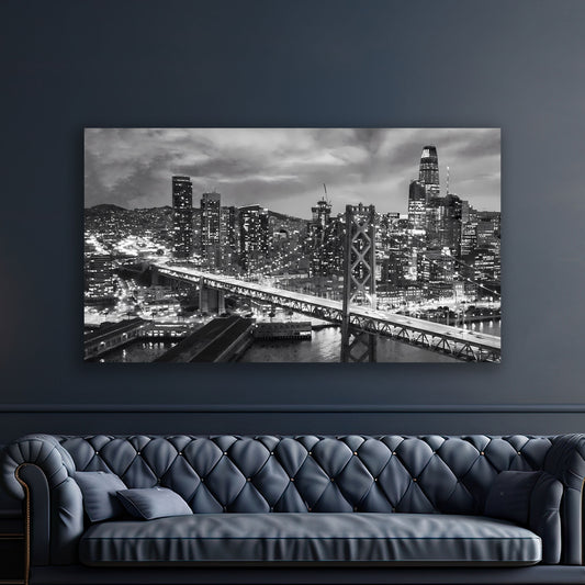 Quadro San Francisco Bay Bridge, Kalifornien, USA, bianco e nero
