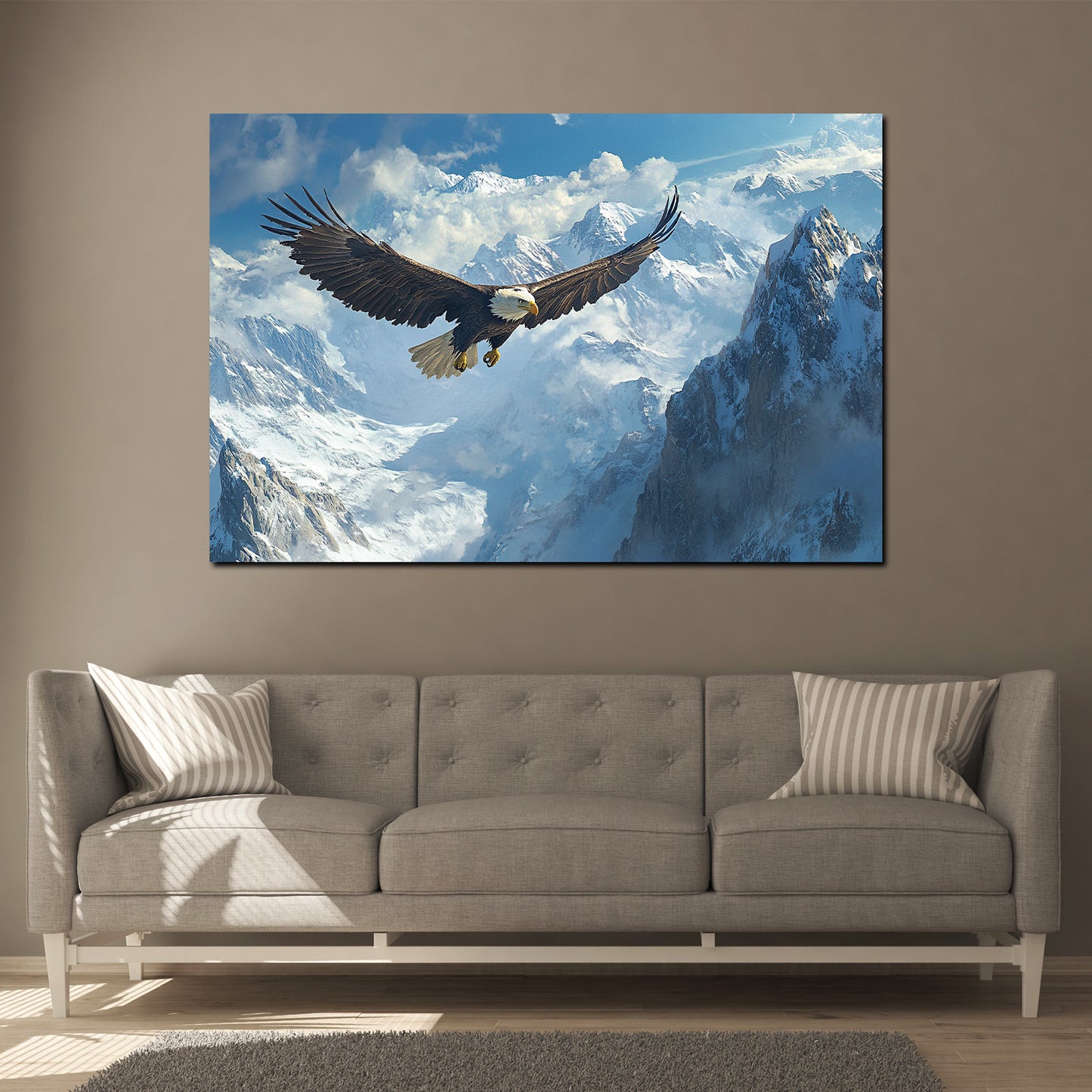 Quadro aquila montagne neve volo libertà potenza natura