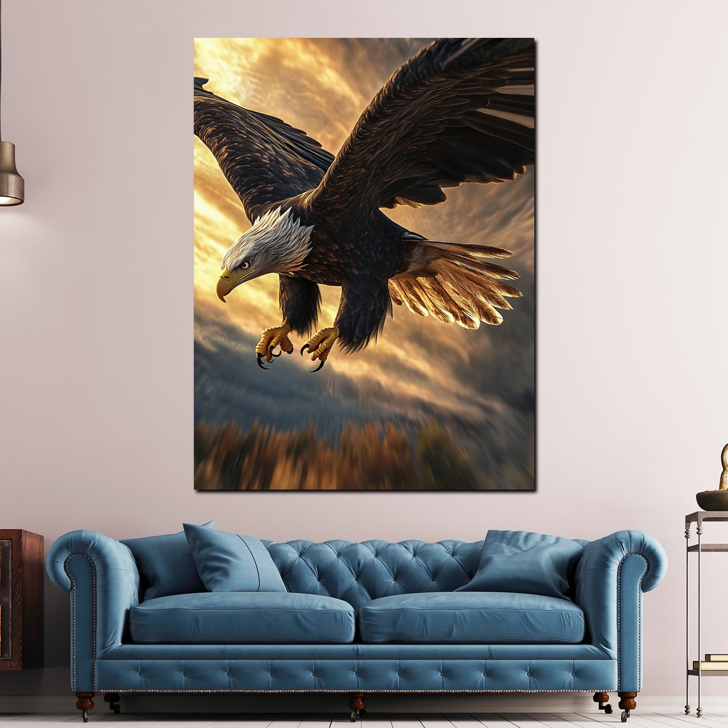 Quadro aquila volo tramonto potenza libertà natura