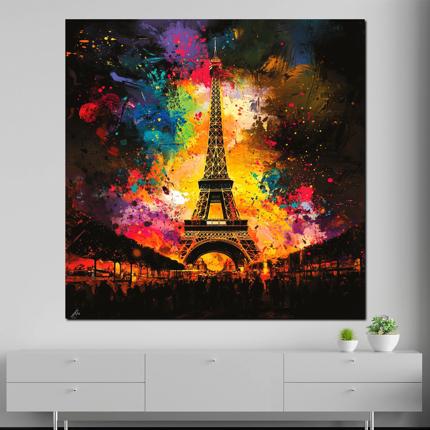 Quadro astratto Parigi Torre Eiffel Pop Art colorato