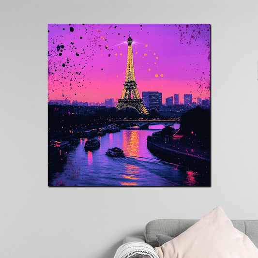 Quadro astratto Parigi Torre Eiffel Senna Pop Art romantico
