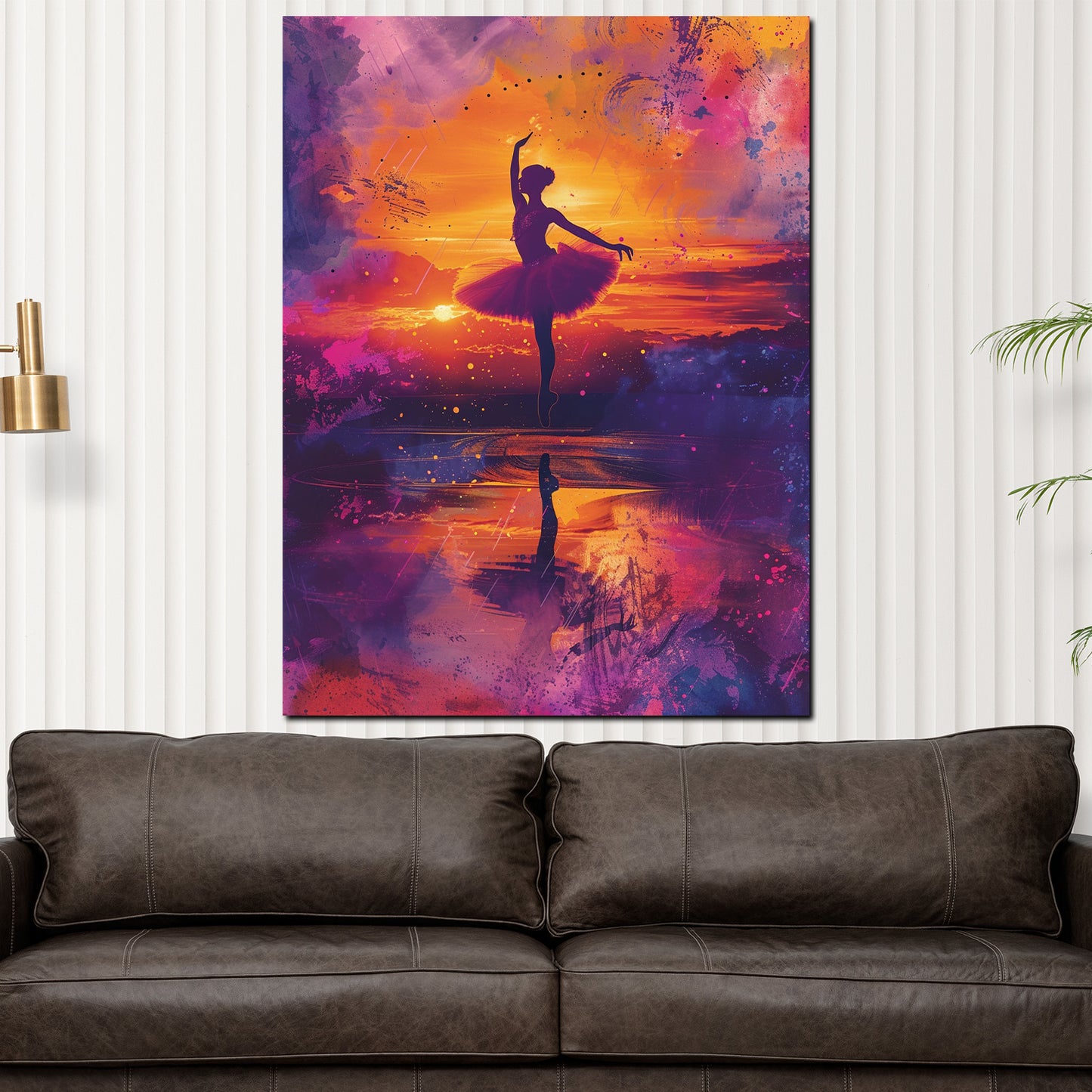 Quadro astratto ballerina al tramonto