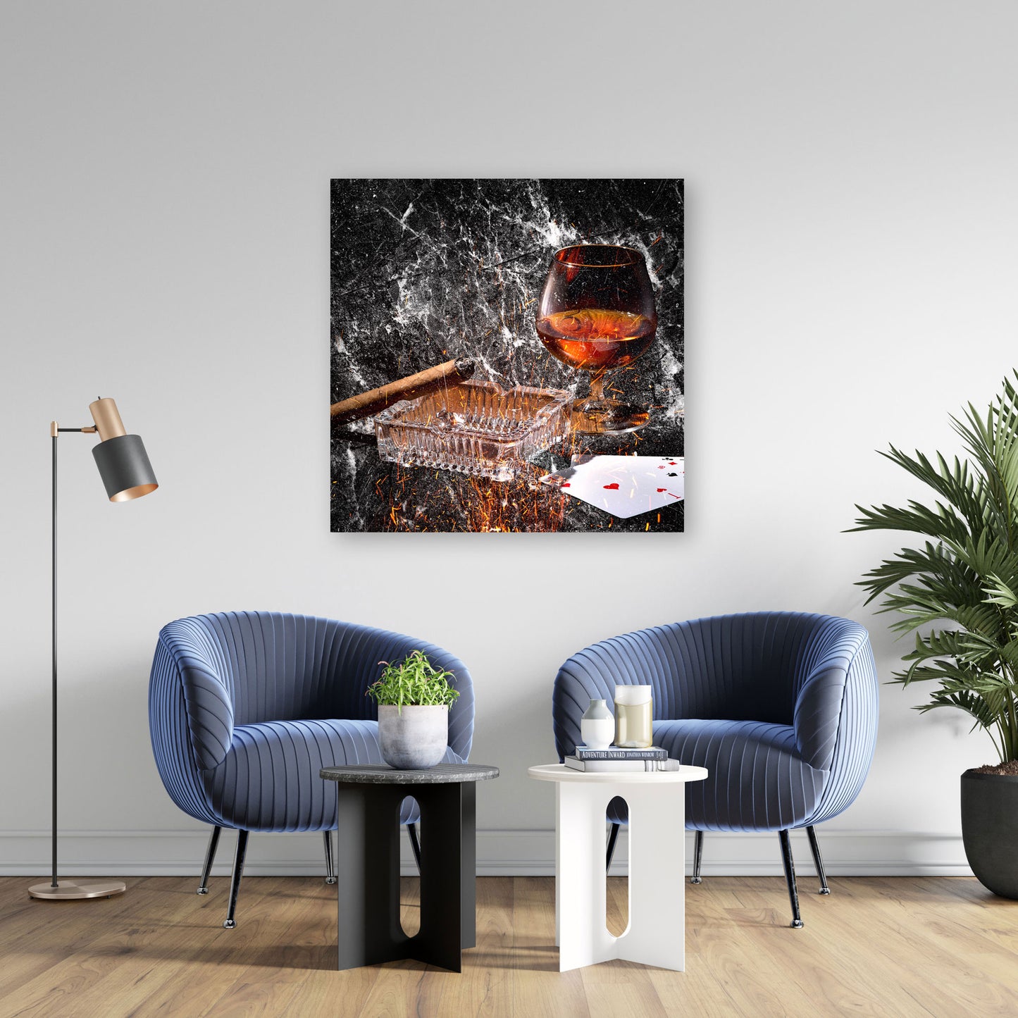 Quadro astratto bicchiere di whisky