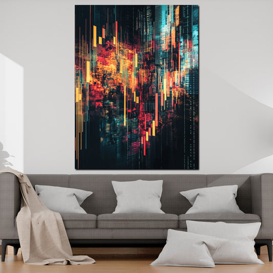 Quadro astratto candele chart borsa