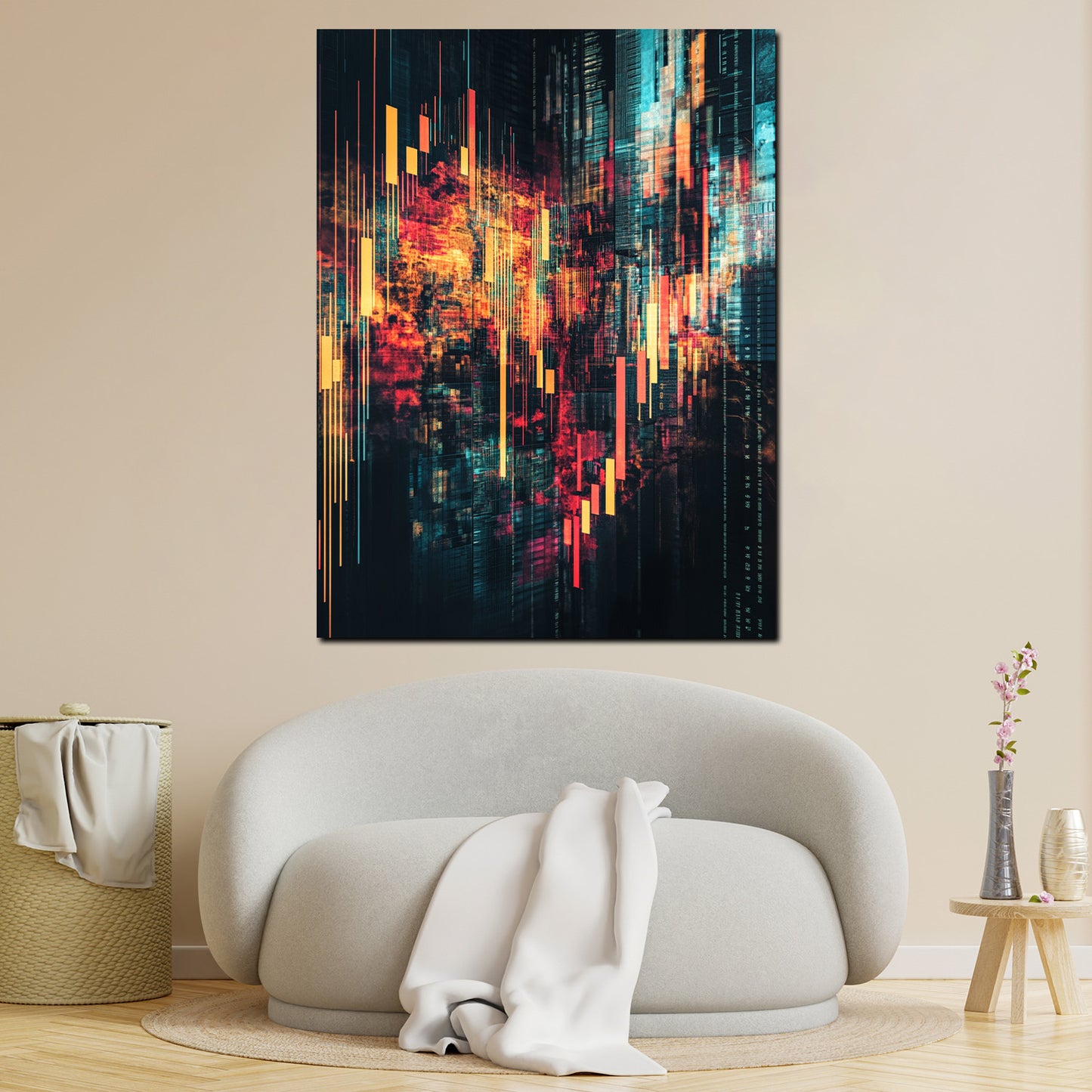Quadro astratto candele chart borsa