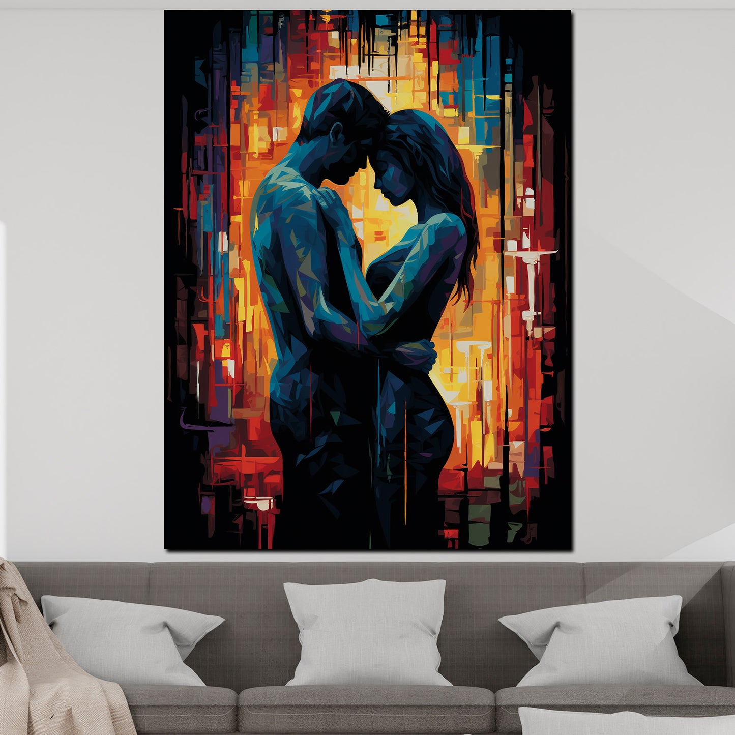 Quadro astratto coppia amore intimità moderno