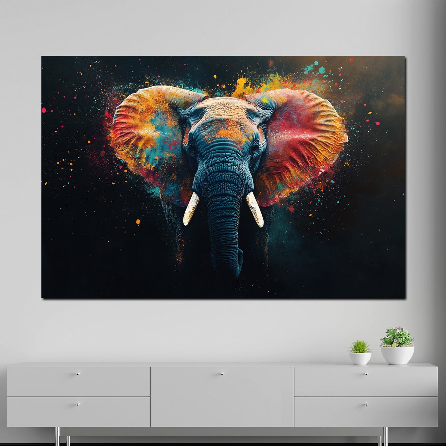 Quadro astratto elefante pop art