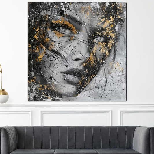 Quadro bellezza femminile con dettagli dorati