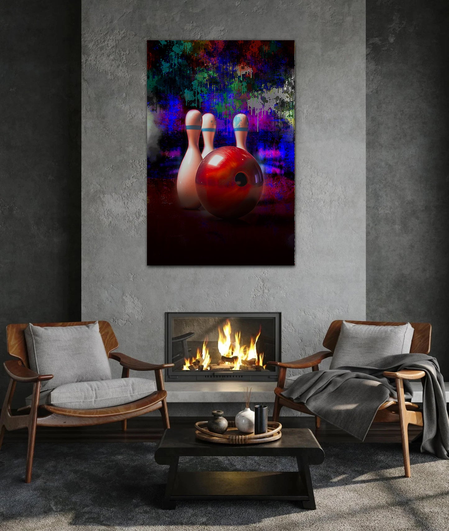 Quadro bowling artistico con colori bowlingpins