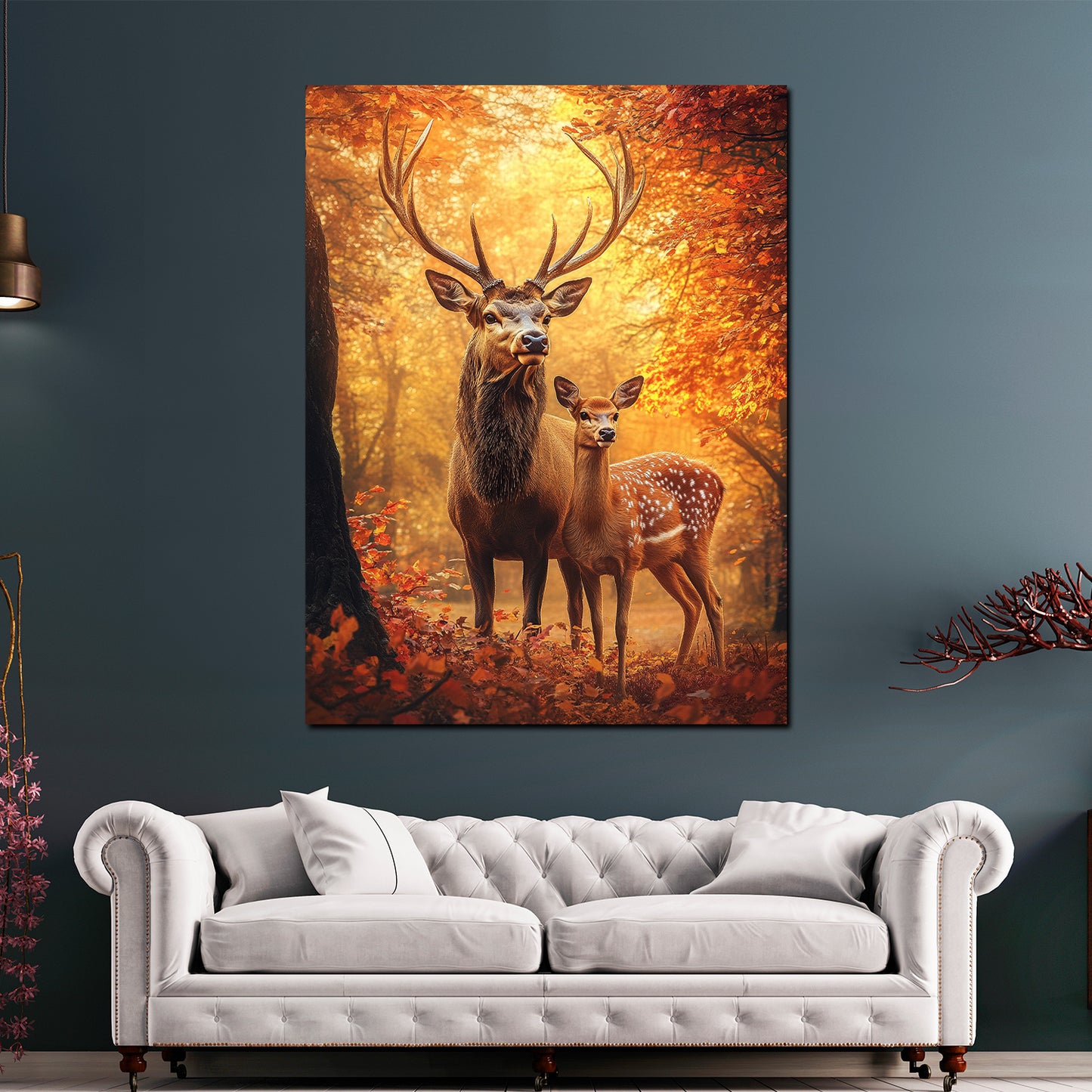 Quadro cervi foresta autunno natura