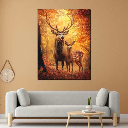 Quadro cervi foresta autunno natura