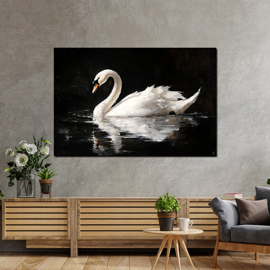 Quadro cigno bianco elegante natura stile moderno
