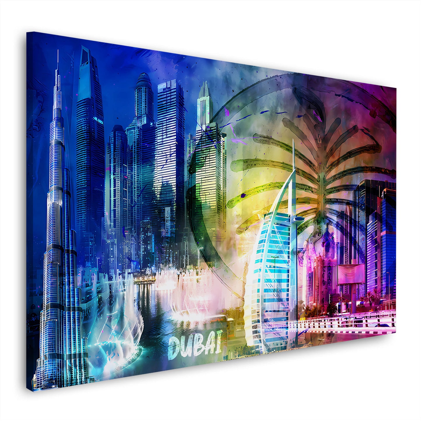 Quadro città Dubai skyline architettura pop art moderna