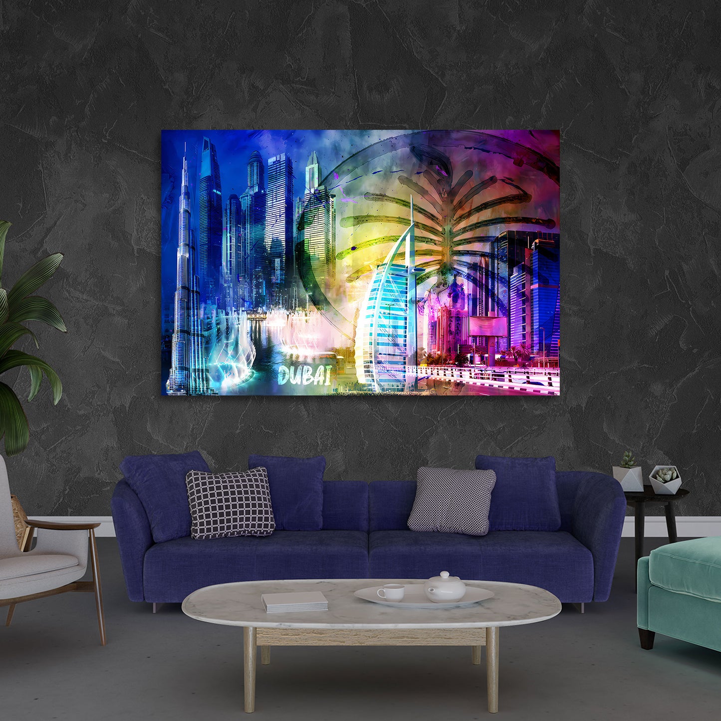 Quadro città Dubai skyline architettura pop art moderna