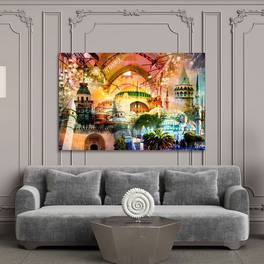 Quadro città Istanbul architettura monumenti pop art orientale