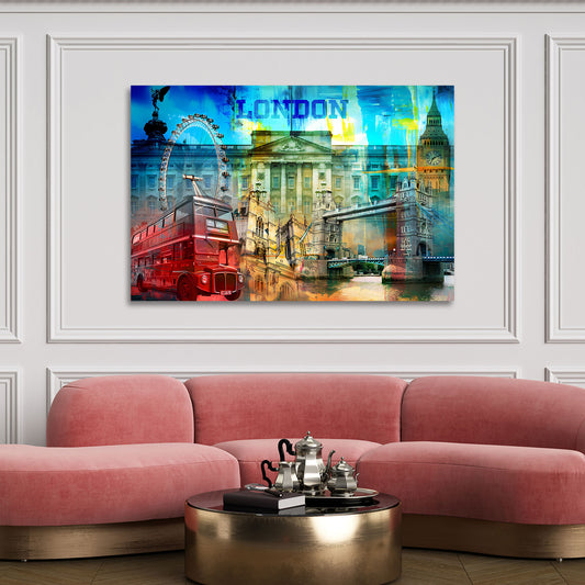 Quadro città Londra pop art monumenti famosi