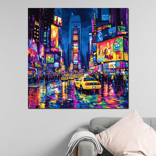 Quadro città New York Pop Art luci notturne moderno