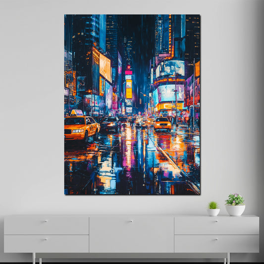 Quadro città New York Times Square luci notturne moderne