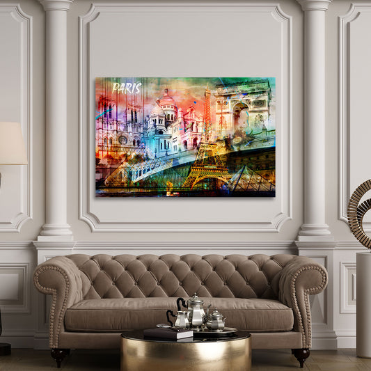 Quadro città Parigi attrazioni famose torre eiffel