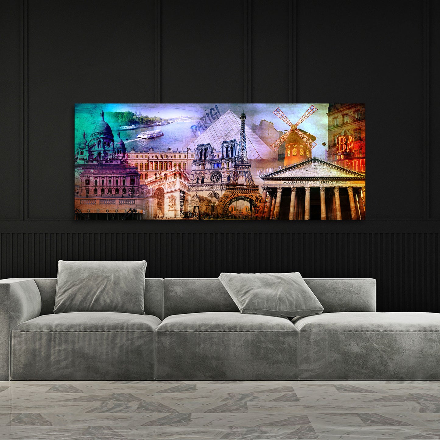 Quadro città Parigi monumenti pop art