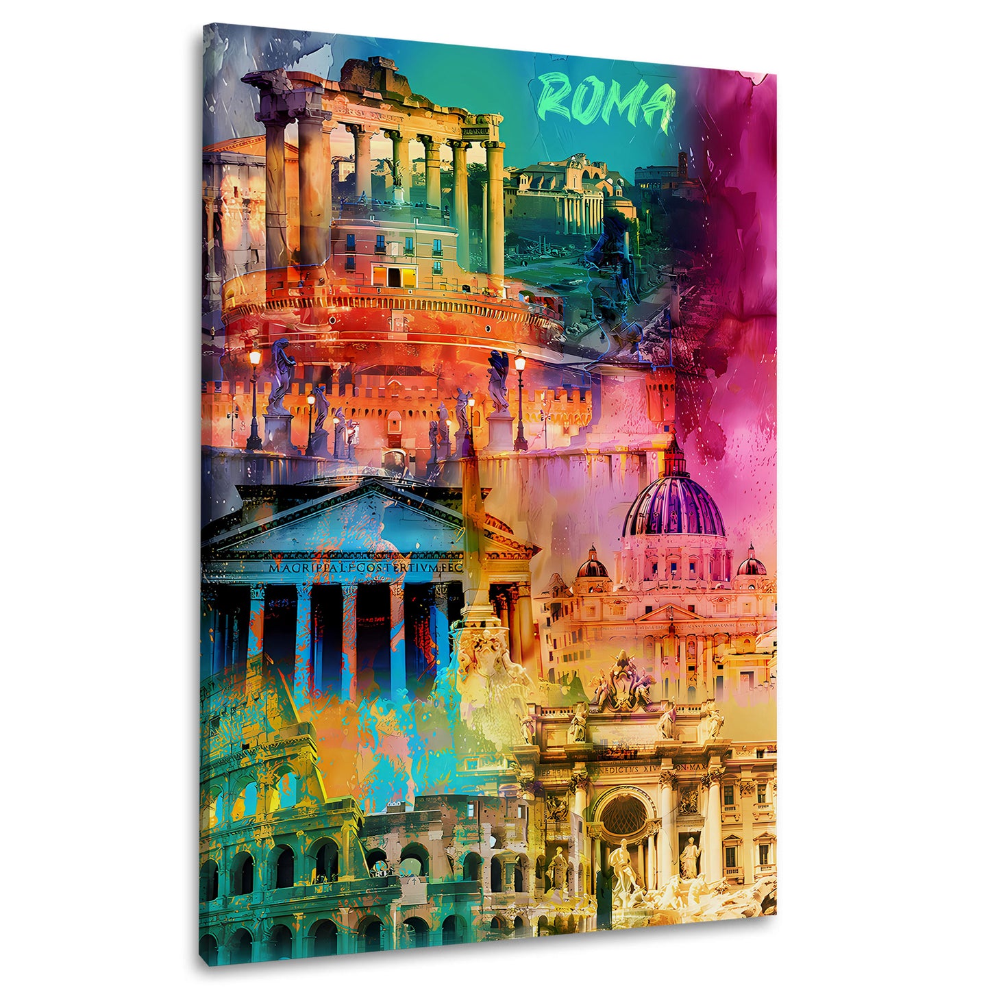 Quadro città Roma monumenti storici colosseo pantheon