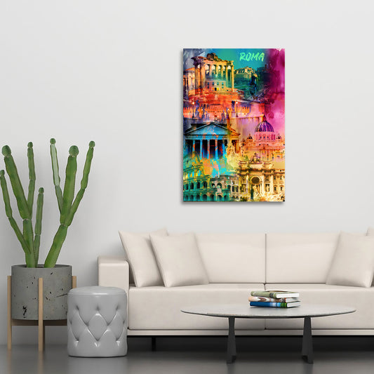 Quadro città Roma monumenti storici colosseo pantheon