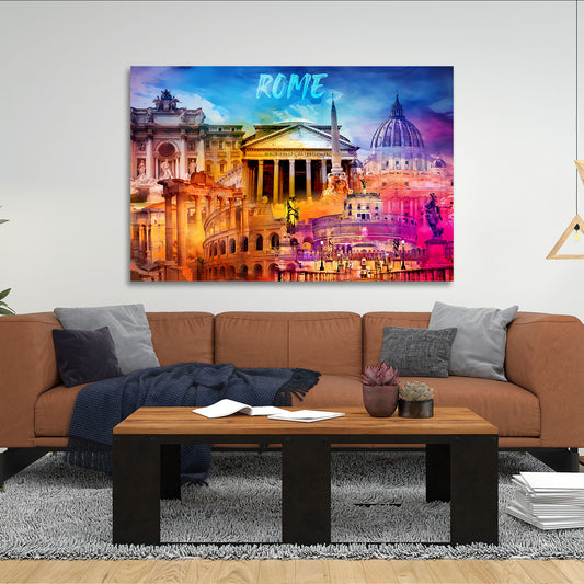 Quadro città Roma panorama storico architettura