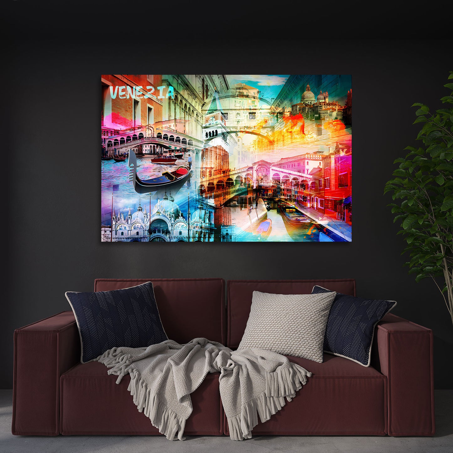Quadro città Venezia canali gondole