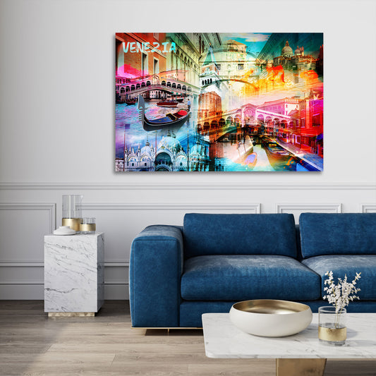 Quadro città Venezia canali gondole