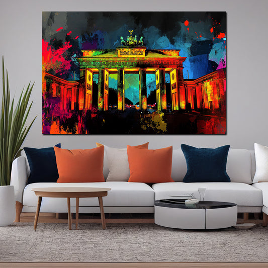 Quadro città pop art berlino porta di brandeburgo colorato luminoso