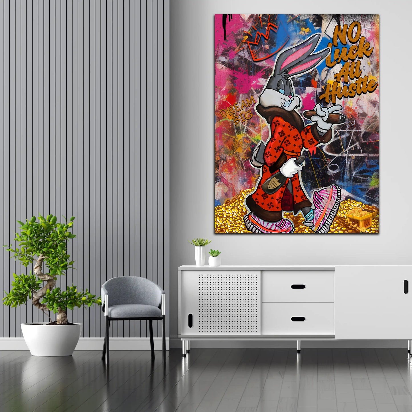 Quadro comic bunny motivazionale