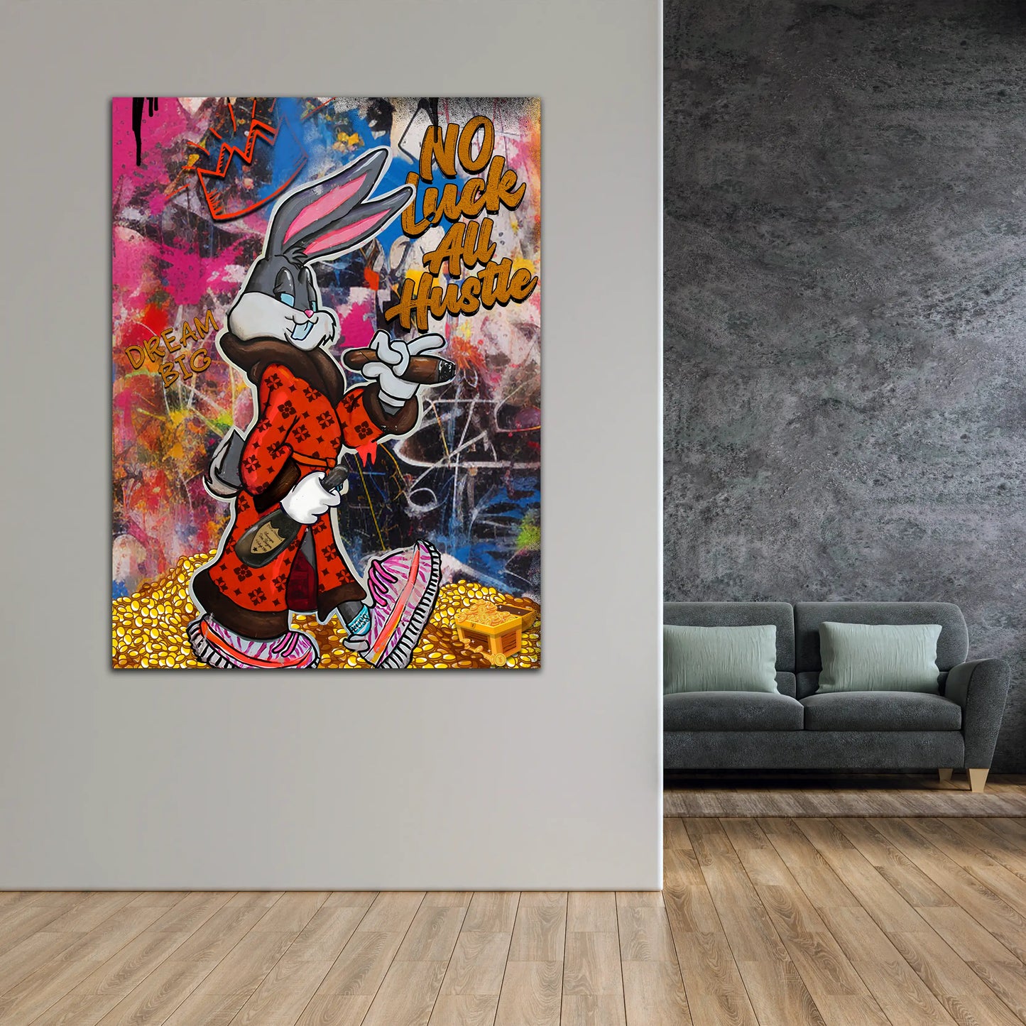 Quadro comic bunny motivazionale