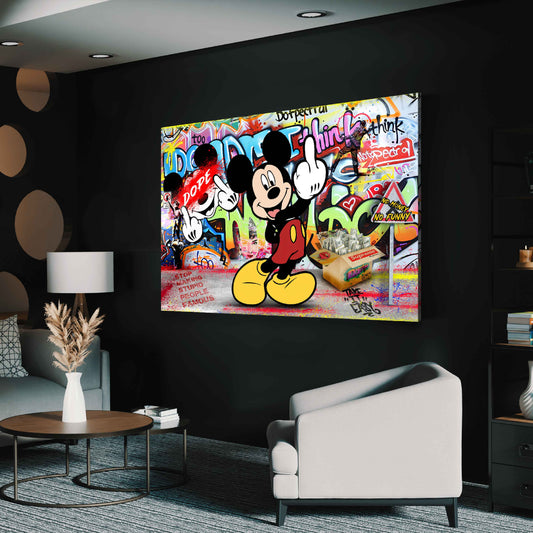 Quadro comic topo street art provocazione critica sociale moderno