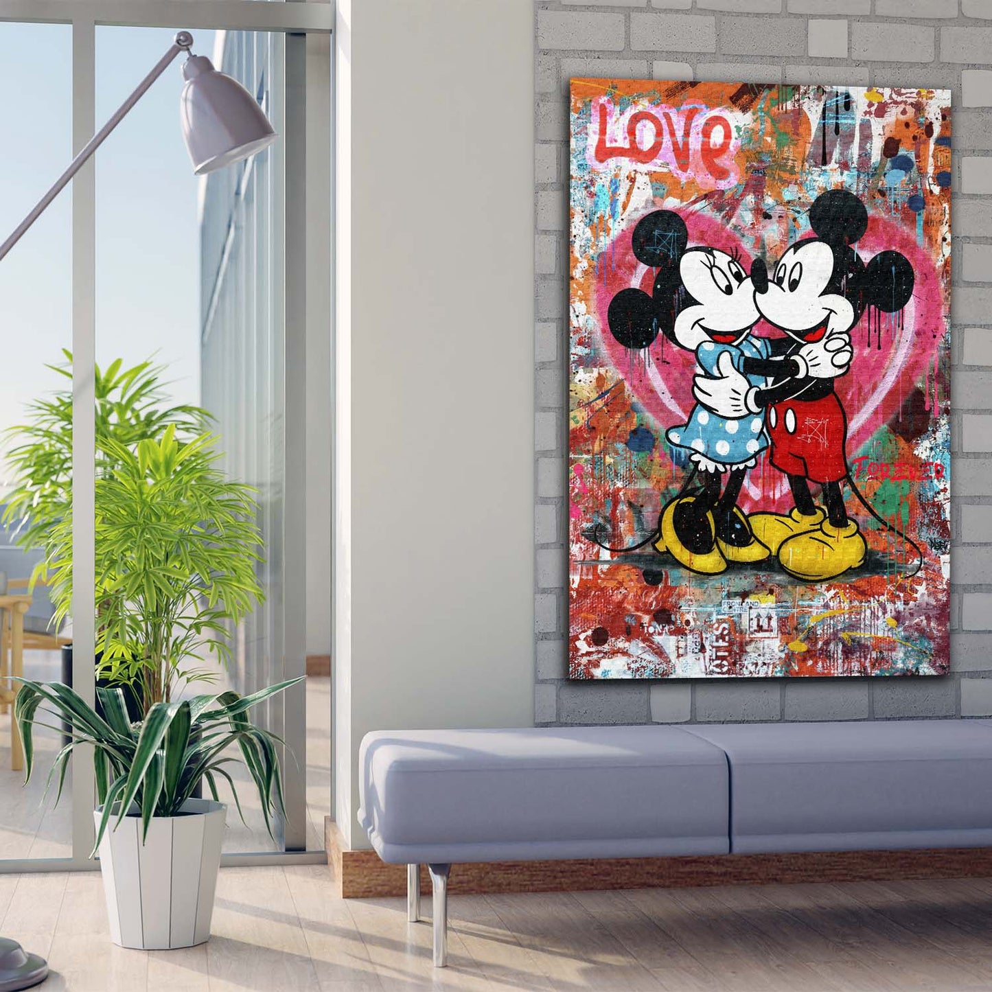 Quadro coppia topolini amore pop art street art colorato moderno