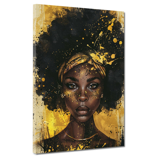 Quadro donna afroamericana oro arte moderna