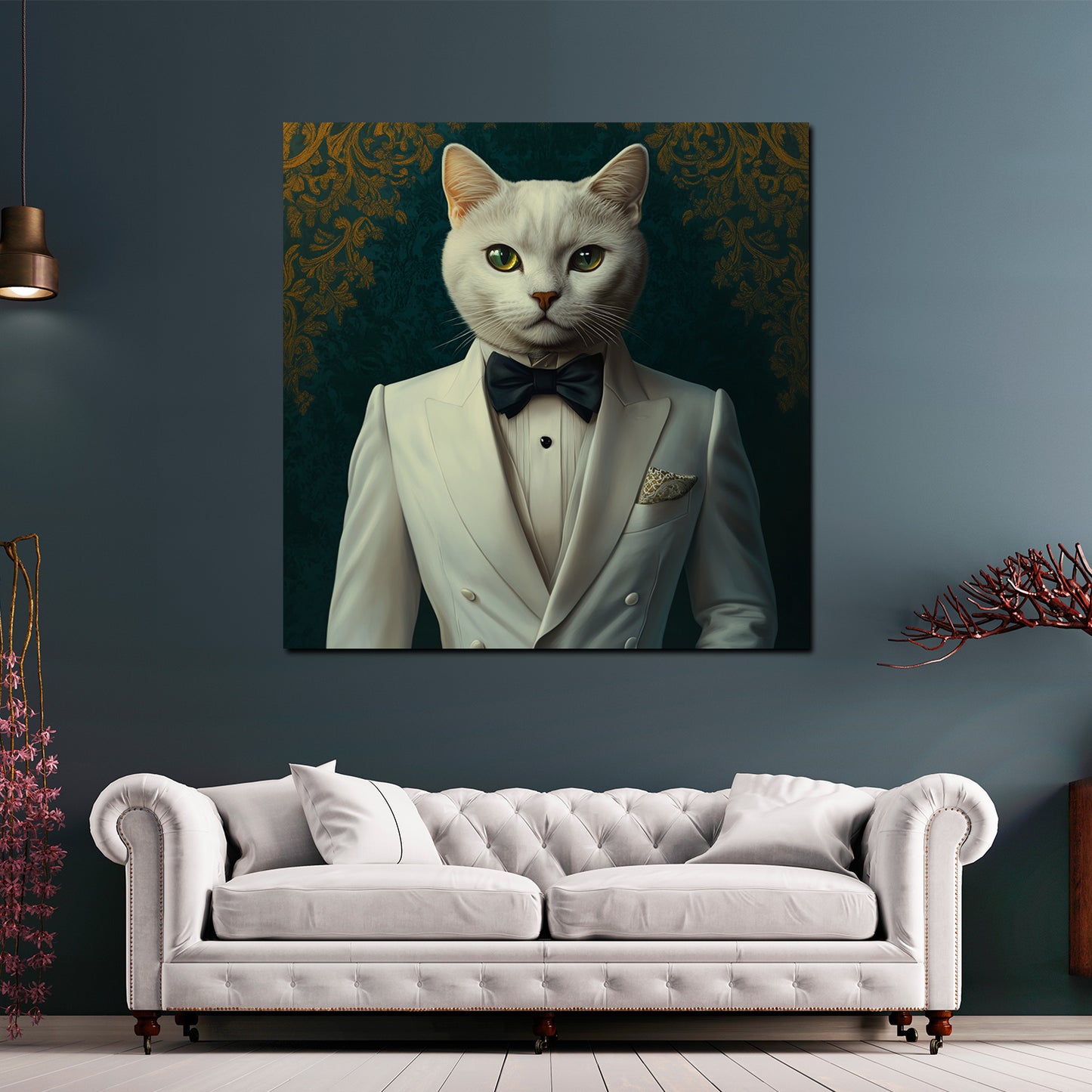 Quadro gatto elegante smoking stile classico moderno