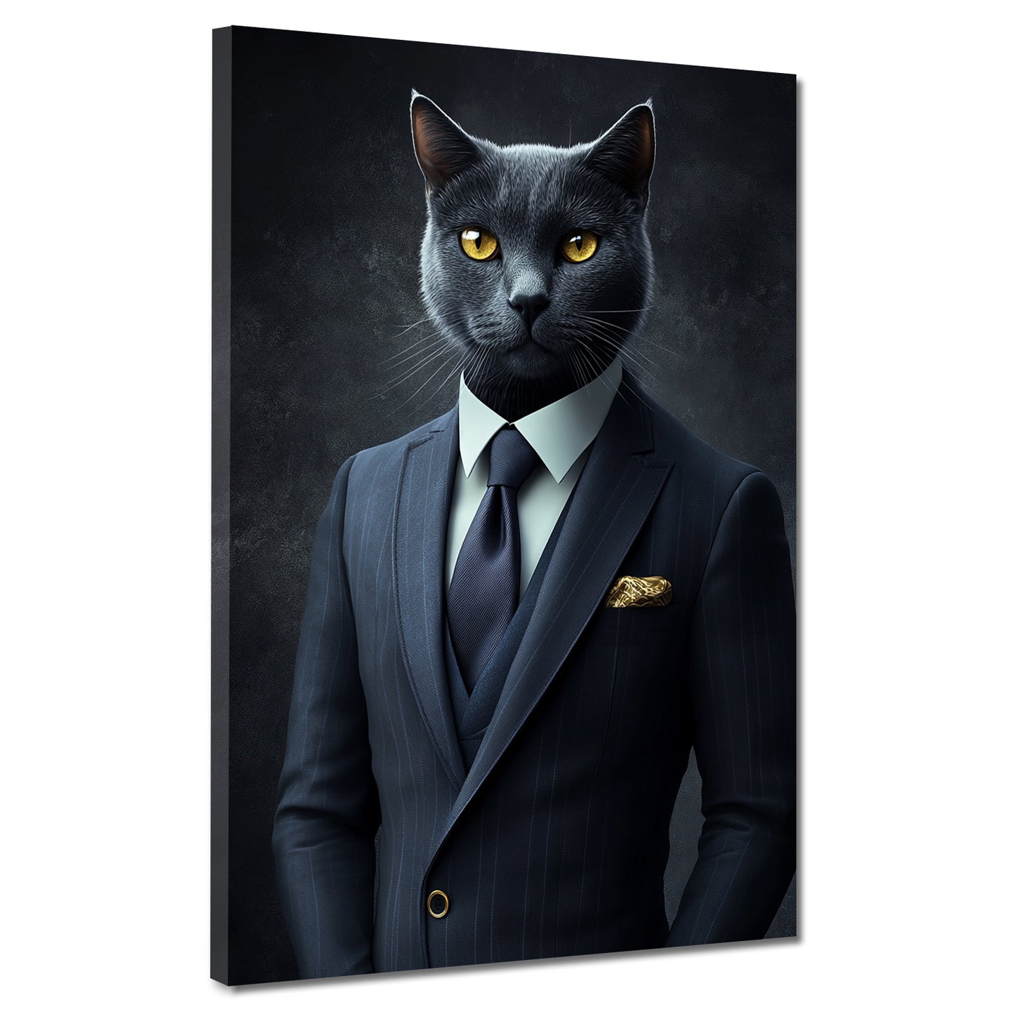 Quadro gatto nero elegante in abito stile lusso moderno