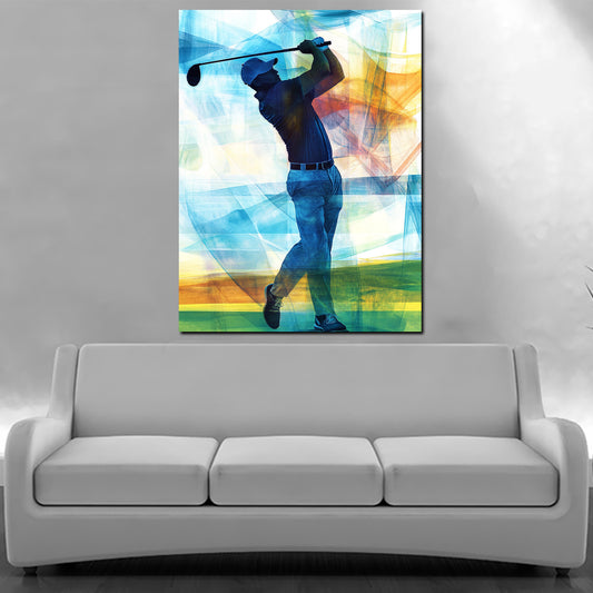 Quadro giocatore di golf silhouette vivace sportivo