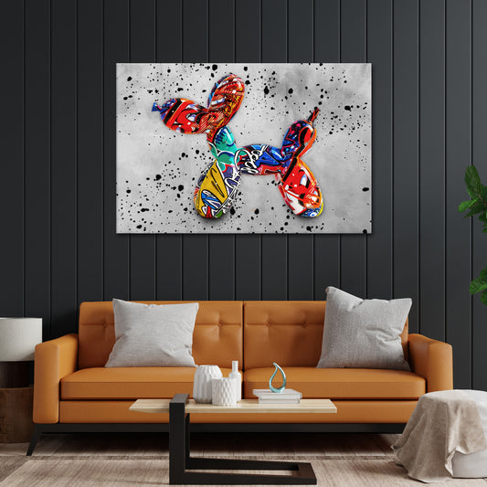 Quadro stampa su tela moderno Balloon Dog Graffiti Street Art Style
